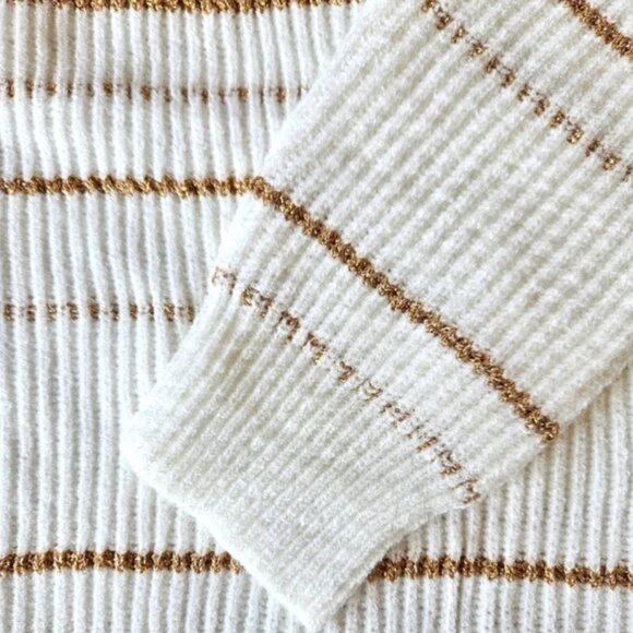 [NWT] Cocoimo Drop Shoulder Loose Fitting Striped V-Neck Sweater - Picture 7 of 8